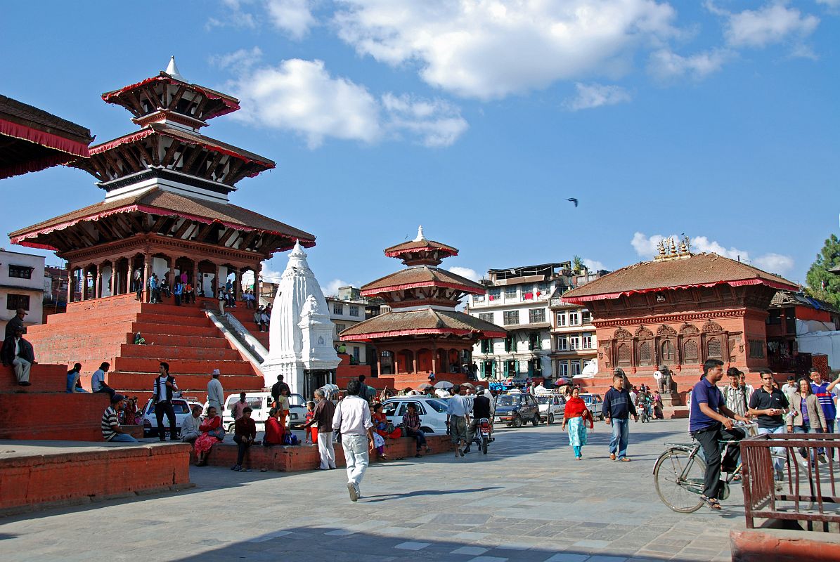 Kathmandu Durbar Square 05 01 Maju Deval, Narayan and Shiva-Parvati Temples Maju Deval, Narayan and Shiva-Parvati Temples cluster together in Kathmandus Durbar Square. Dedicated to Shiva, the large three-storied Maju Deval (1690) on a nine-step brick base seems to dominate Durbar Square. From here you can watch the constant activity of fruit and vegetable hawkers, the comings and goings of taxis and rickshaws, and the flute and other souvenir sellers.